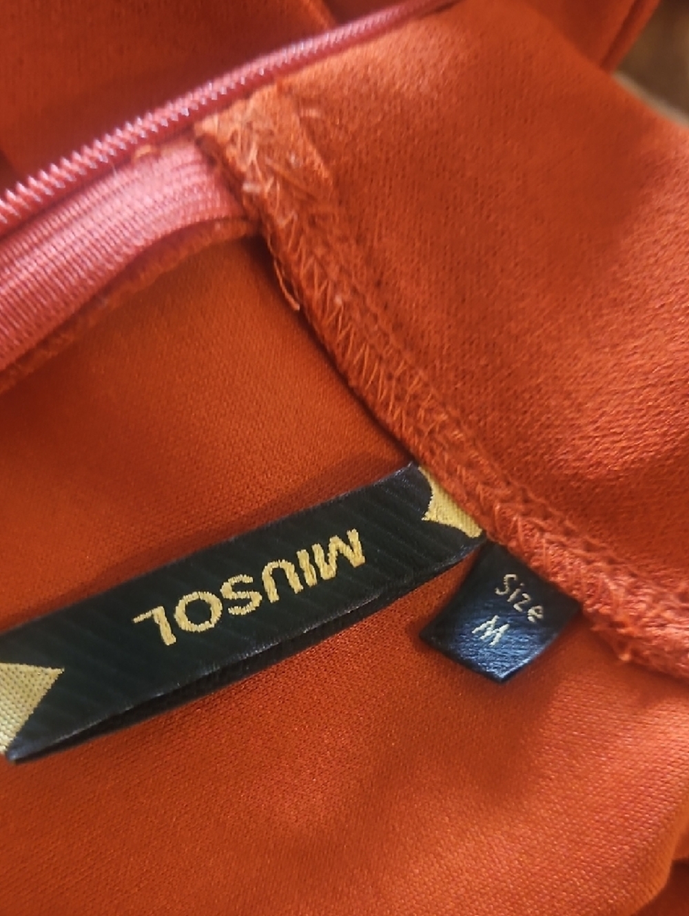 Miusol Sleeveless Tie-Neck Cocktail Pencil Dress in Rust Orange. - Picture 7 of 8